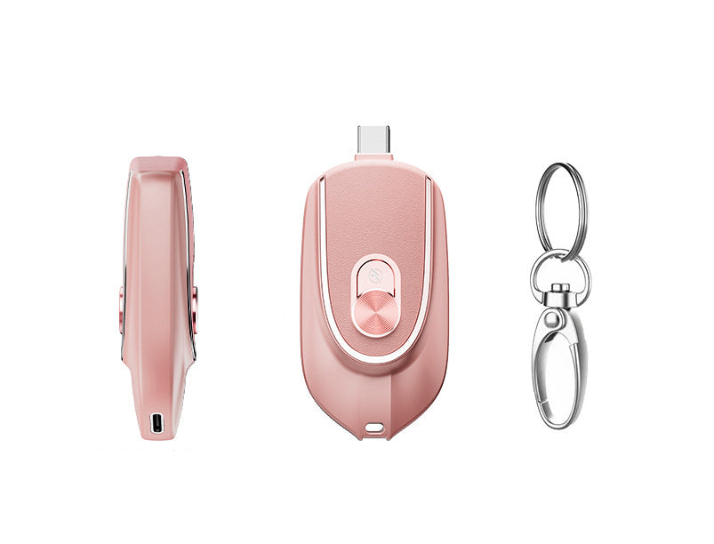 Power Bank Keyring Hanging Buckle 2 Output Interfaces 5V Retractable Plug Waterproof Phone Charging Accessories