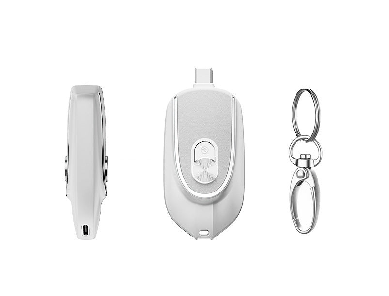 Power Bank Keyring Hanging Buckle 2 Output Interfaces 5V Retractable Plug Waterproof Phone Charging Accessories