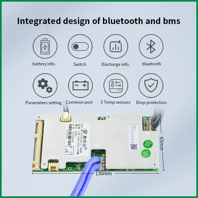 JBD Smart LiFePO4 BMS with Bluetooth - 6S to 21S (40A, 80A, 100A) | UART Function, Balance Board for E-Bike,