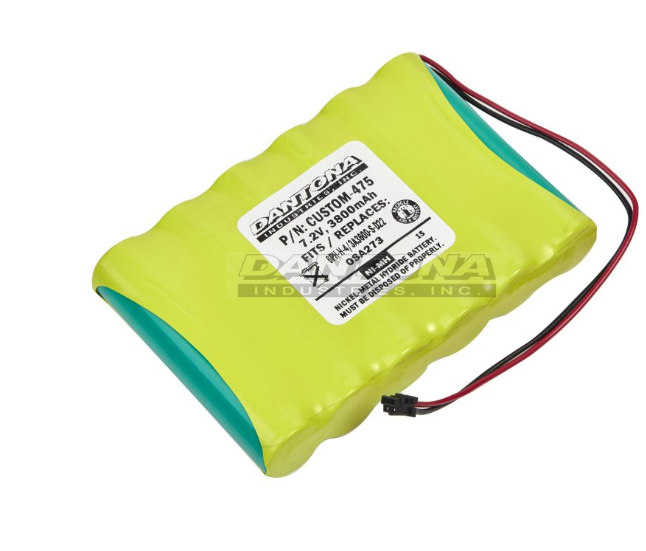 7.2V 3800mAh NiMH rechargeable battery with 6 cells for power tools and emergency lighting.