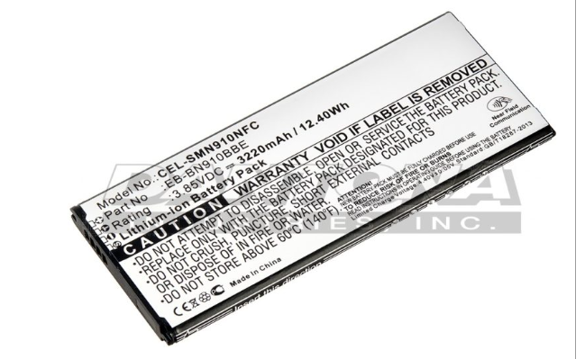 3220mAh battery replacement for Galaxy Note 4 with model and caution label visible.