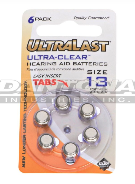 Size 13 Zinc-Air Hearing Aid Batteries (1.35V) - 6 Pack | Long-Lasting Power for Hearing Devices