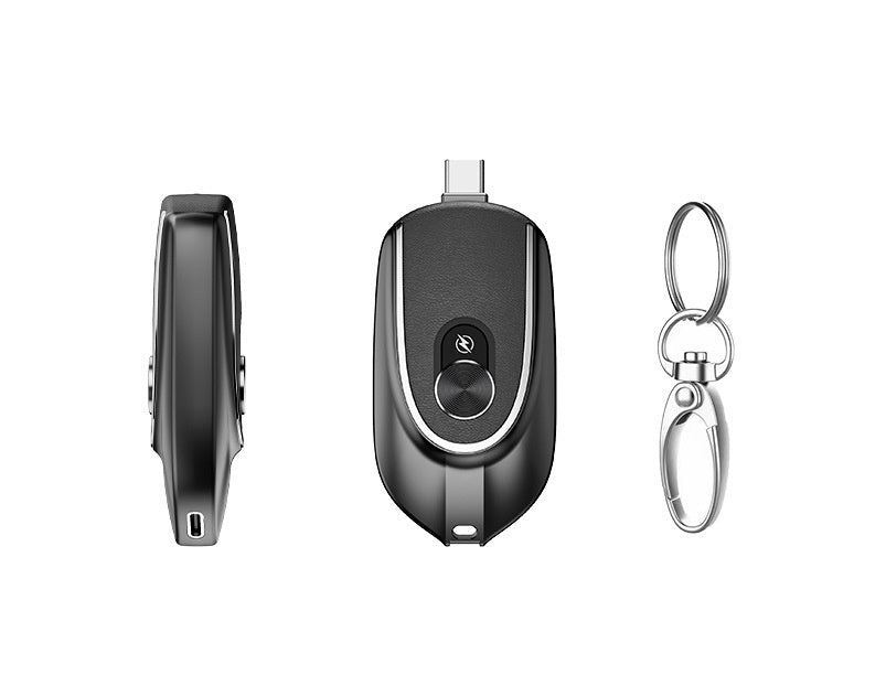 Power Bank Keyring Hanging Buckle 2 Output Interfaces 5V Retractable Plug Waterproof Phone Charging Accessories